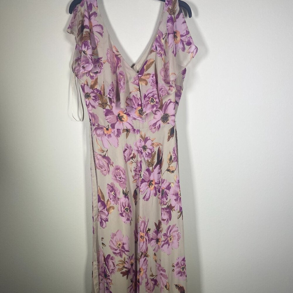Taylor Women's Sleeveless Floral Maxi Dress Tie Waist Pink Tan Size: 6 - Picture 6 of 7